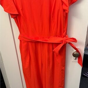 Vibrant Orange Dress with Tie Waist